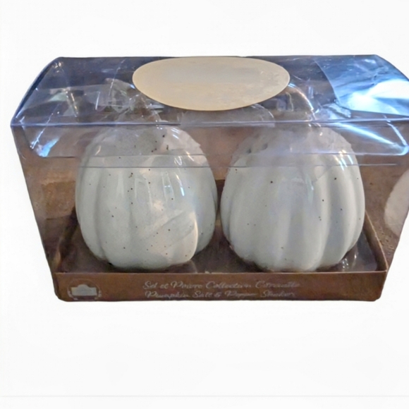 NEW 10 Strawberry Street white ceramic pumpkin salt and pepper shakers - Picture 1 of 2
